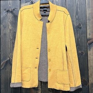 Eileen Fisher Merino Wool Jacket L Camel Tan Button Pockets Neutral Minimalist